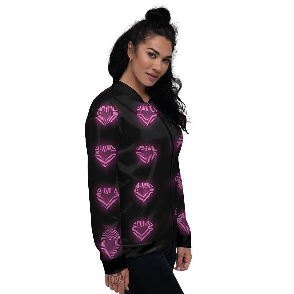 Heart Lights Print Pattern Women's Bomber Jacket-grizzshop