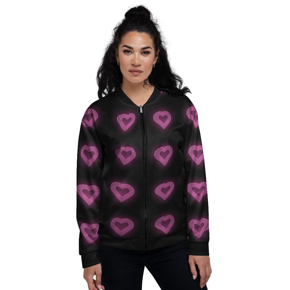 Heart Lights Print Pattern Women's Bomber Jacket-grizzshop