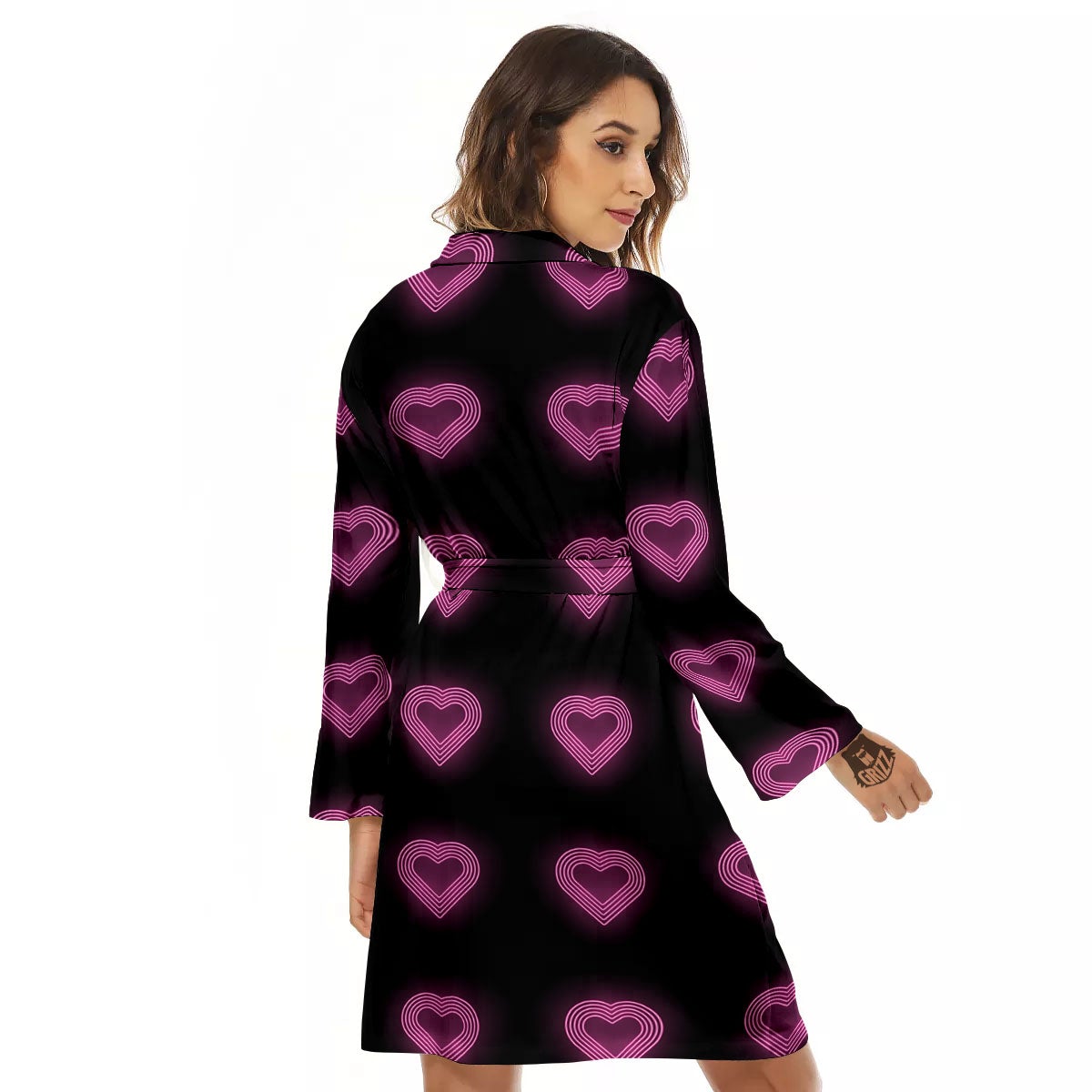 Heart Lights Print Pattern Women's Robe-grizzshop
