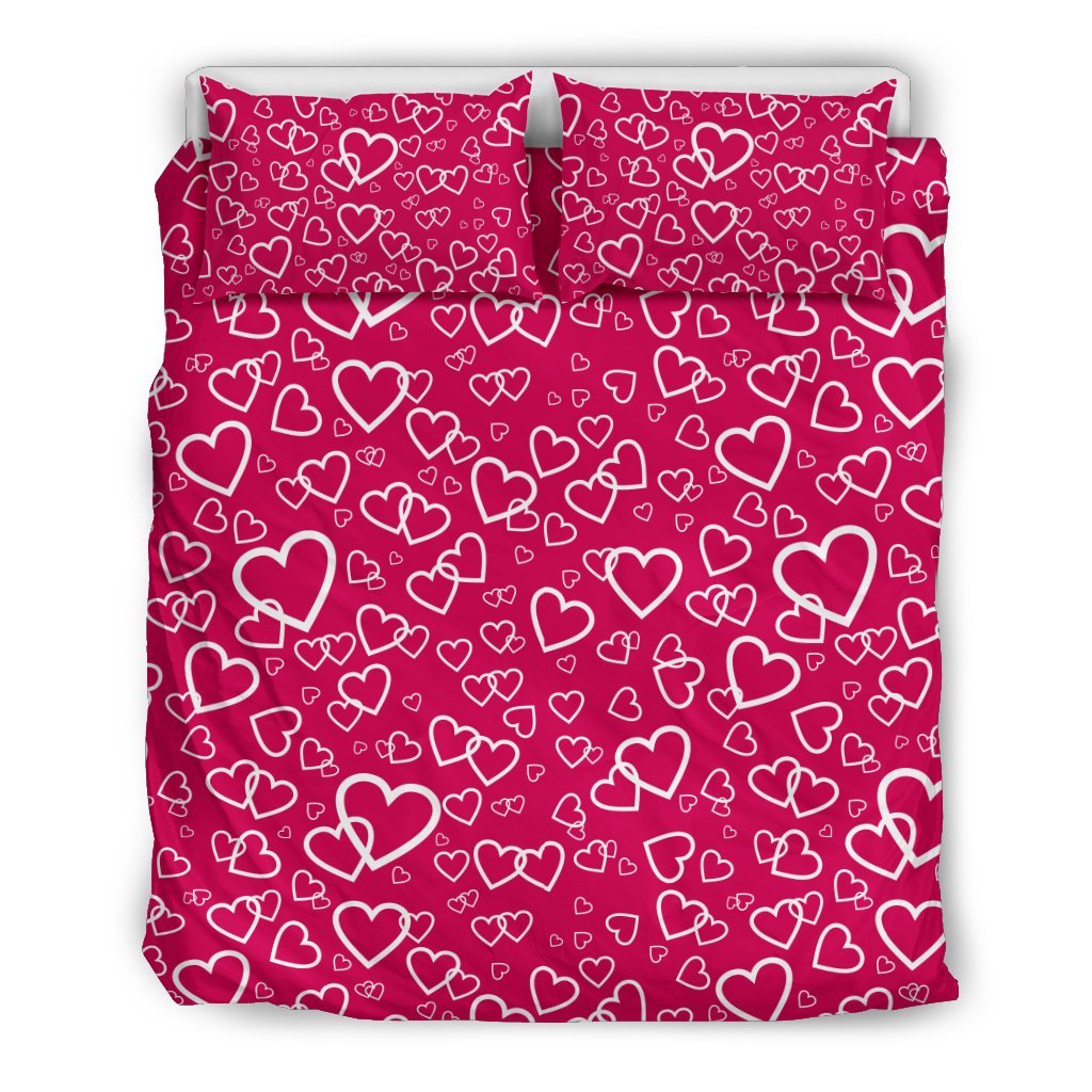 Heart Pattern Print Duvet Cover Bedding Set-grizzshop