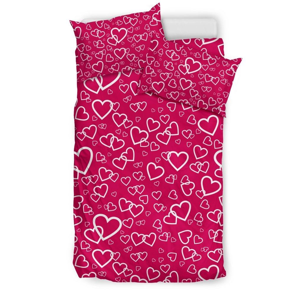 Heart Pattern Print Duvet Cover Bedding Set-grizzshop