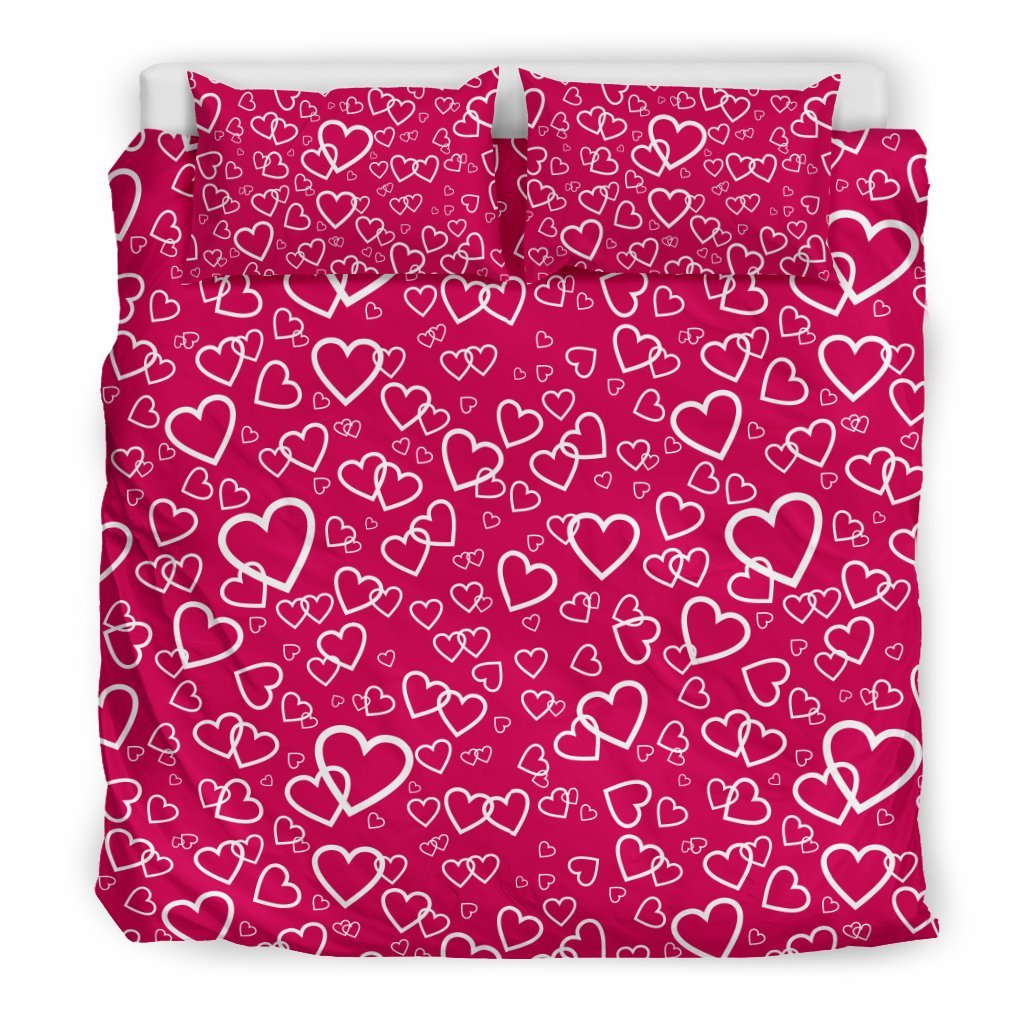 Heart Pattern Print Duvet Cover Bedding Set-grizzshop