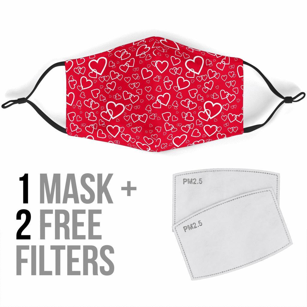 Heart Pattern Print Face Mask-grizzshop