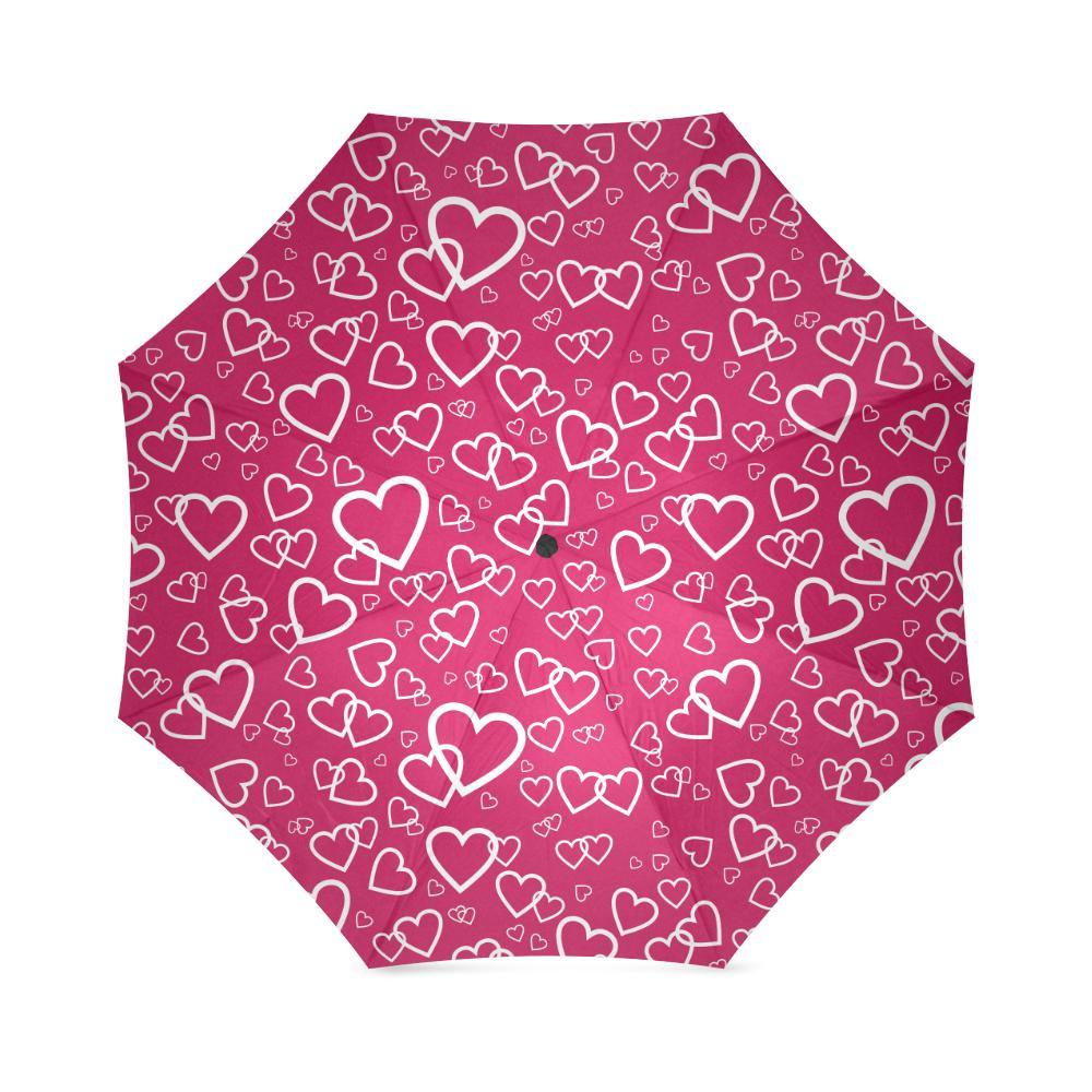 Heart Pattern Print Foldable Umbrella-grizzshop