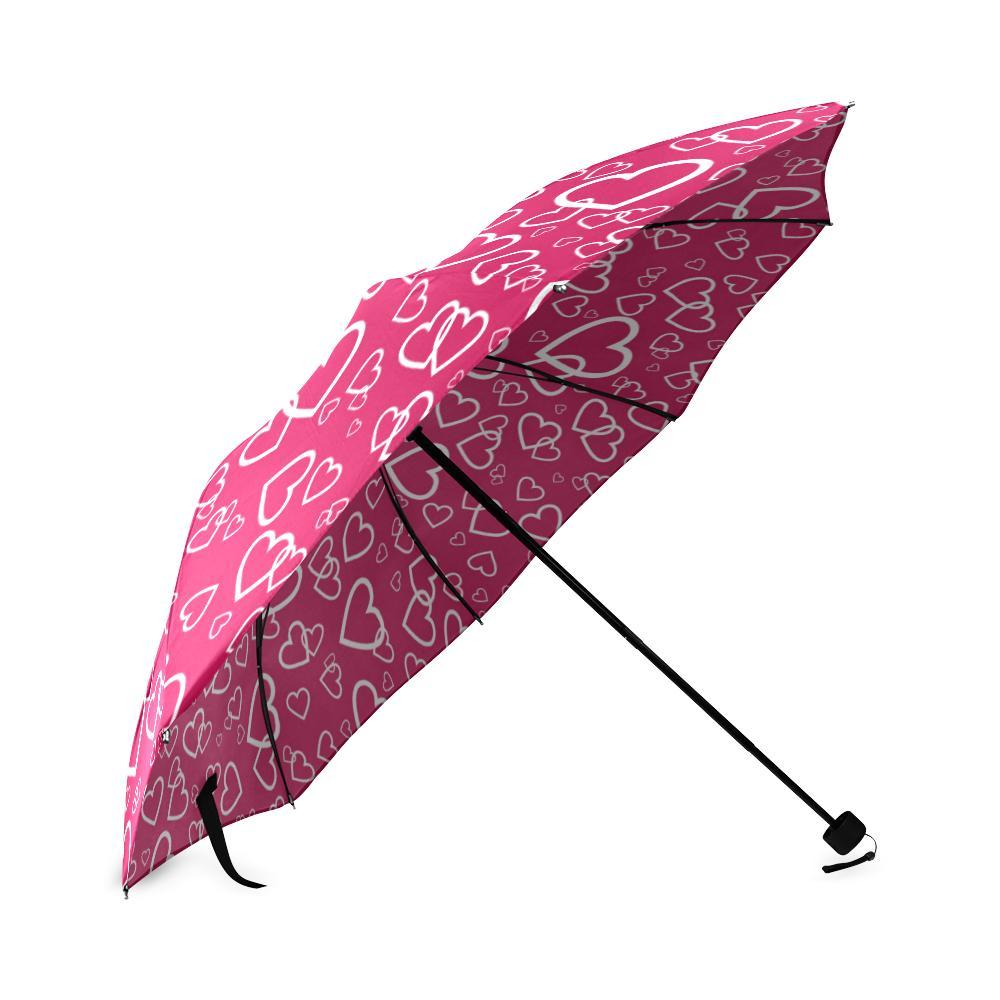 Heart Pattern Print Foldable Umbrella-grizzshop