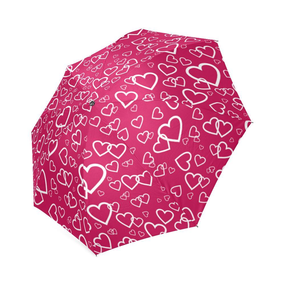 Heart Pattern Print Foldable Umbrella-grizzshop