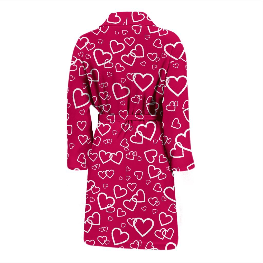 Heart Pattern Print Men Long Robe-grizzshop