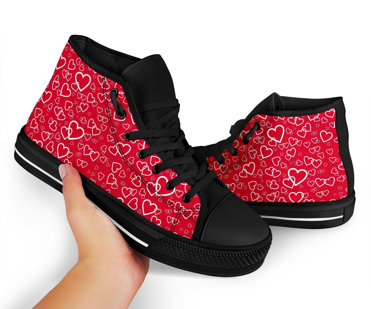 Heart Pattern Print Men Women's High Top Shoes-grizzshop