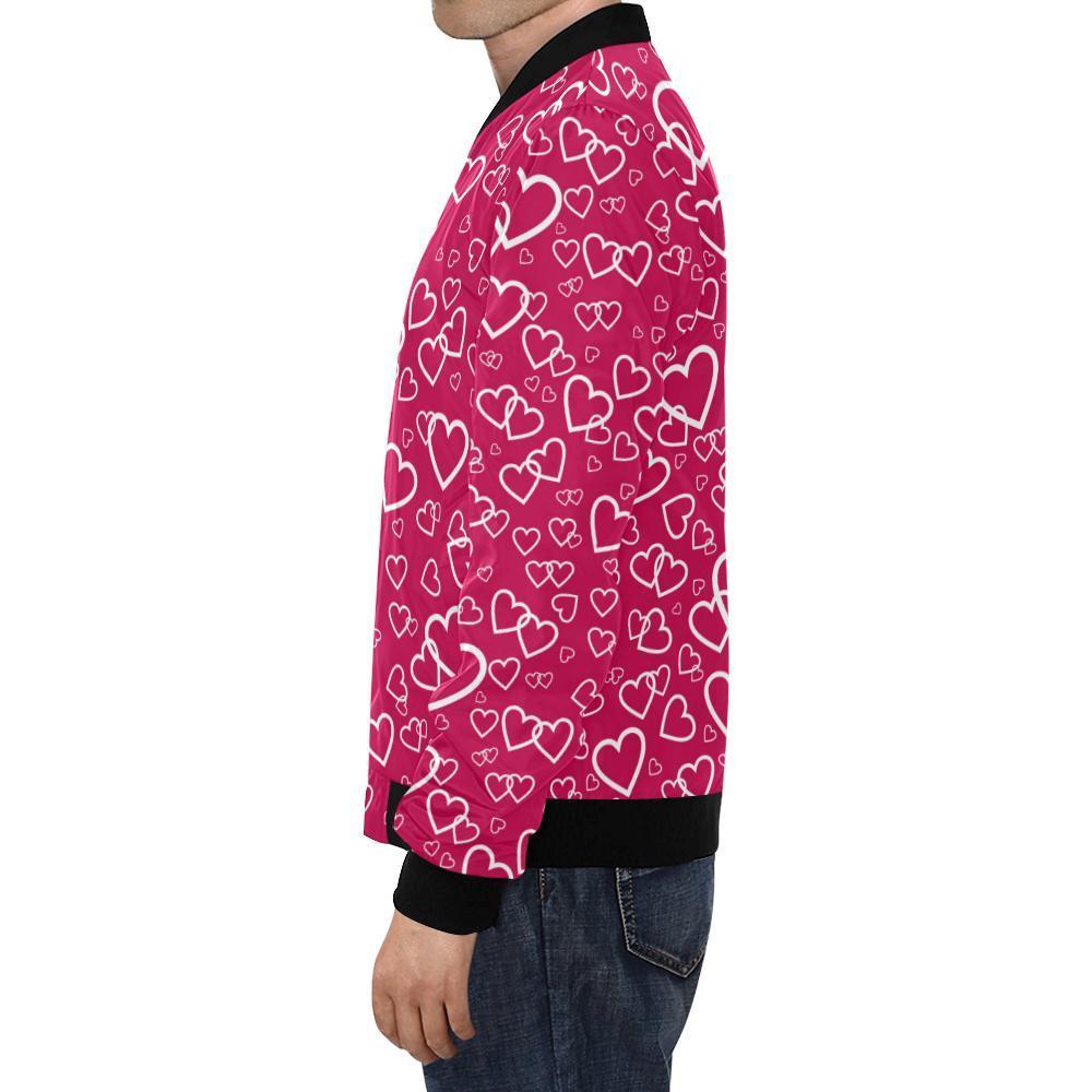 Heart Pattern Print Men's Bomber Jacket-grizzshop