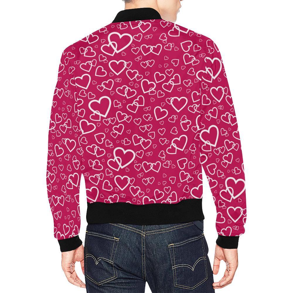 Heart Pattern Print Men's Bomber Jacket-grizzshop