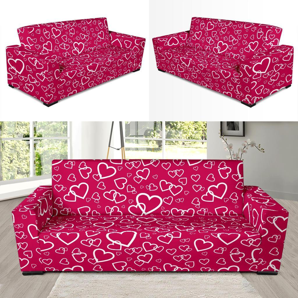 Heart Pattern Print Sofa Covers-grizzshop