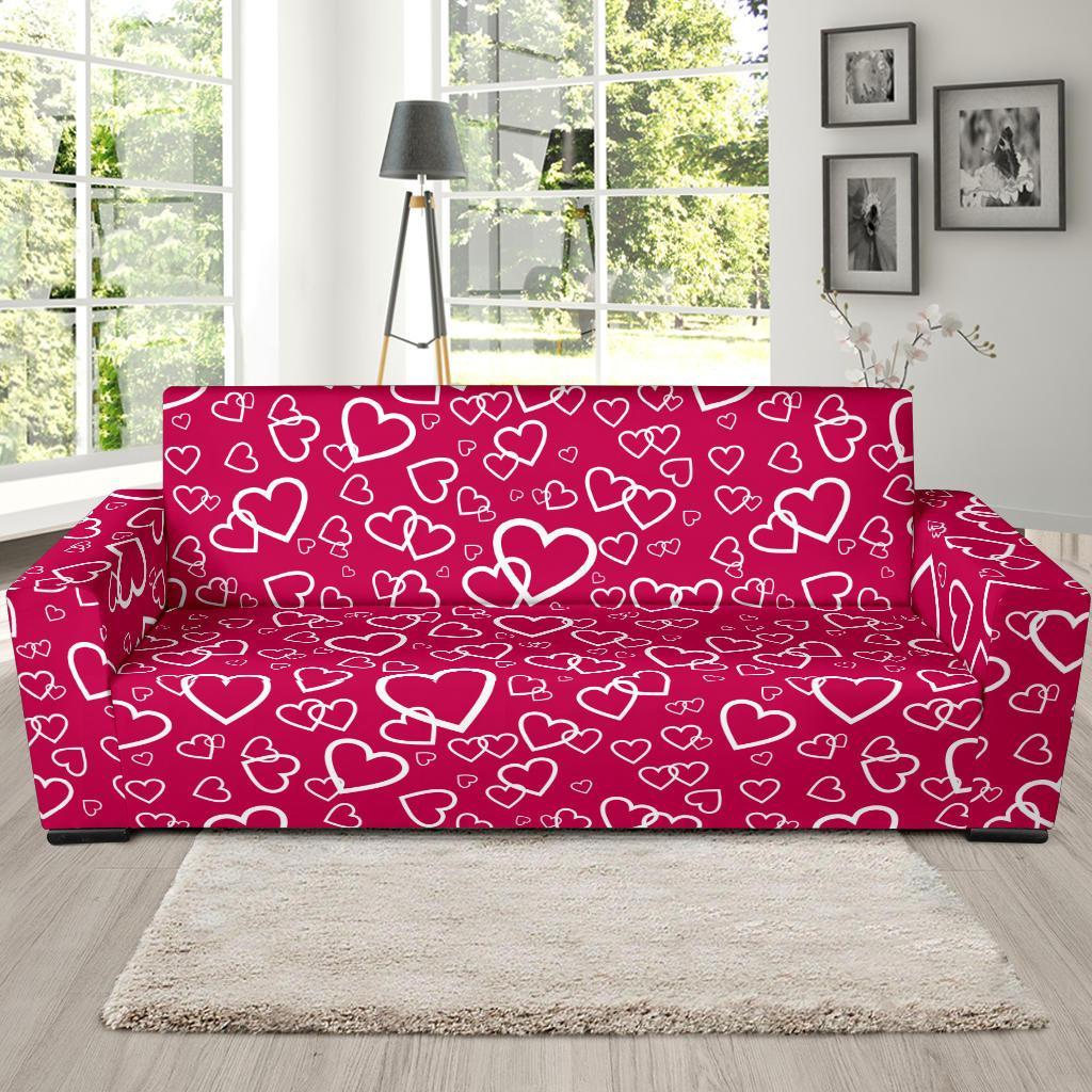 Heart Pattern Print Sofa Covers-grizzshop