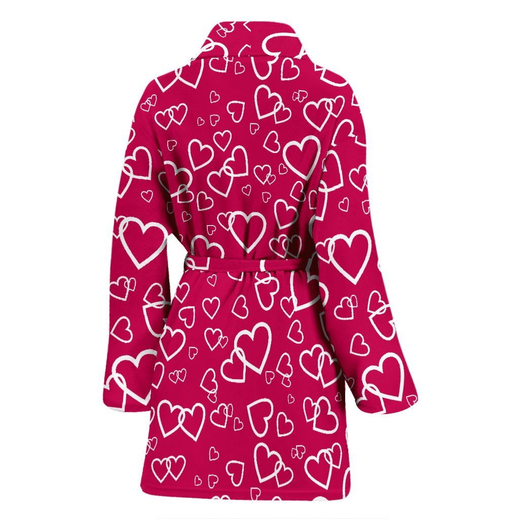 Heart Pattern Print Women Long Robe-grizzshop