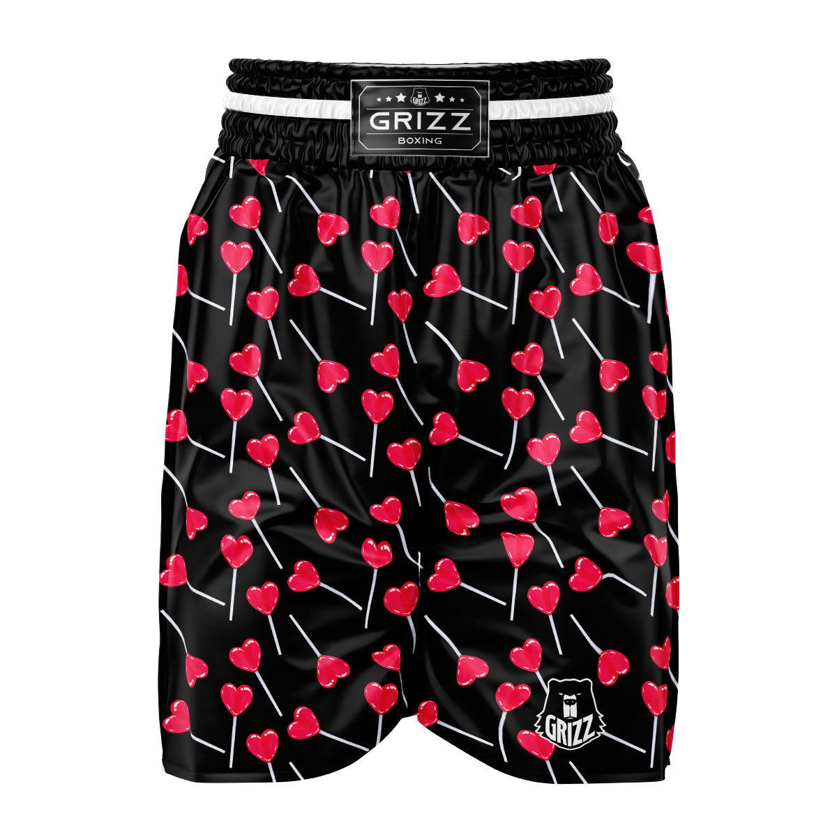 Heart Pink Lollipop Print Pattern Boxing Shorts-grizzshop