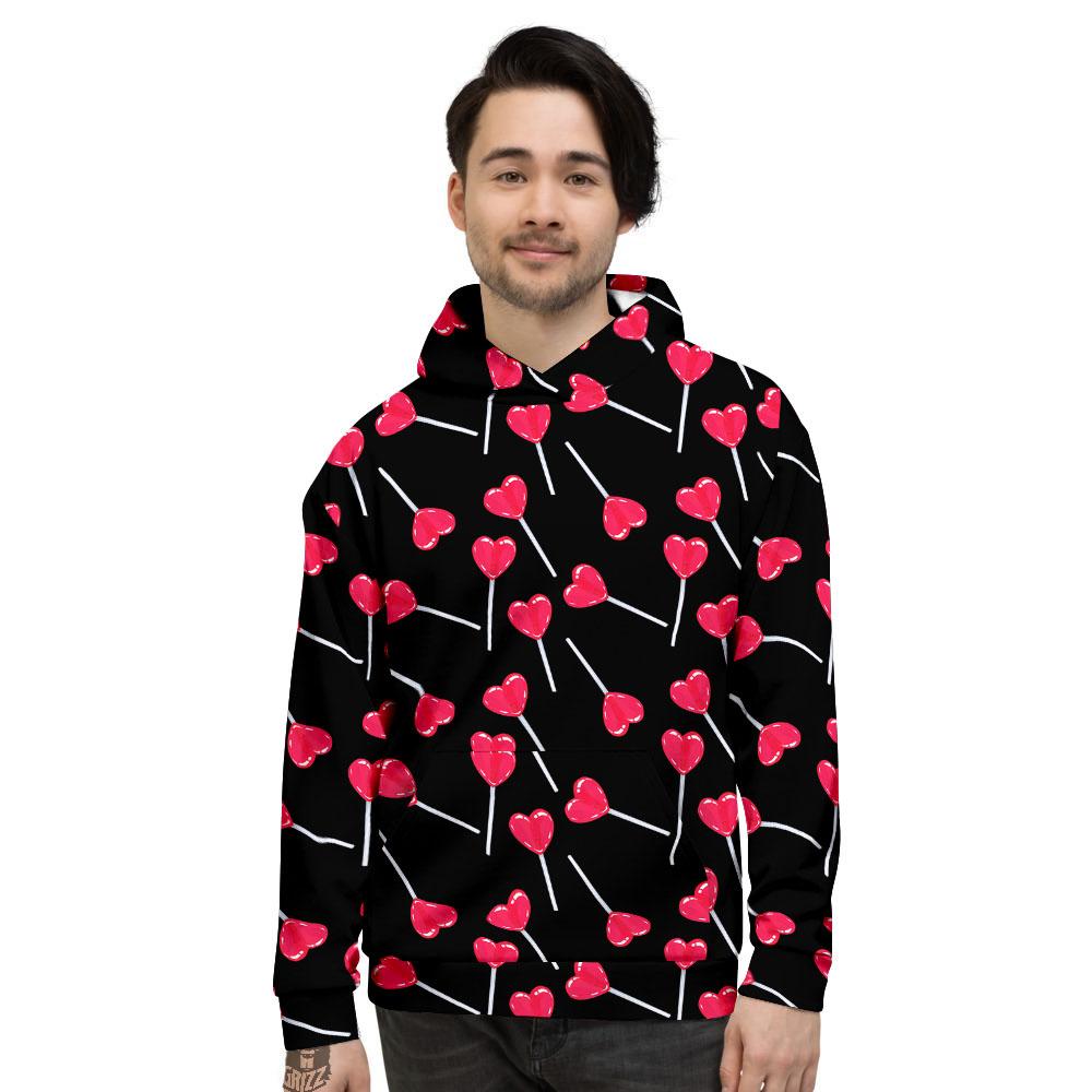 Heart Pink Lollipop Print Pattern Men's Hoodie-grizzshop
