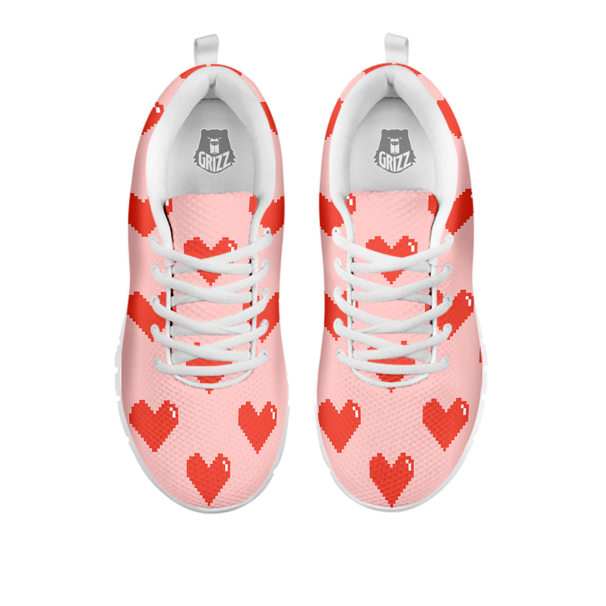 Heart Pixel Print Pattern White Sneaker-grizzshop