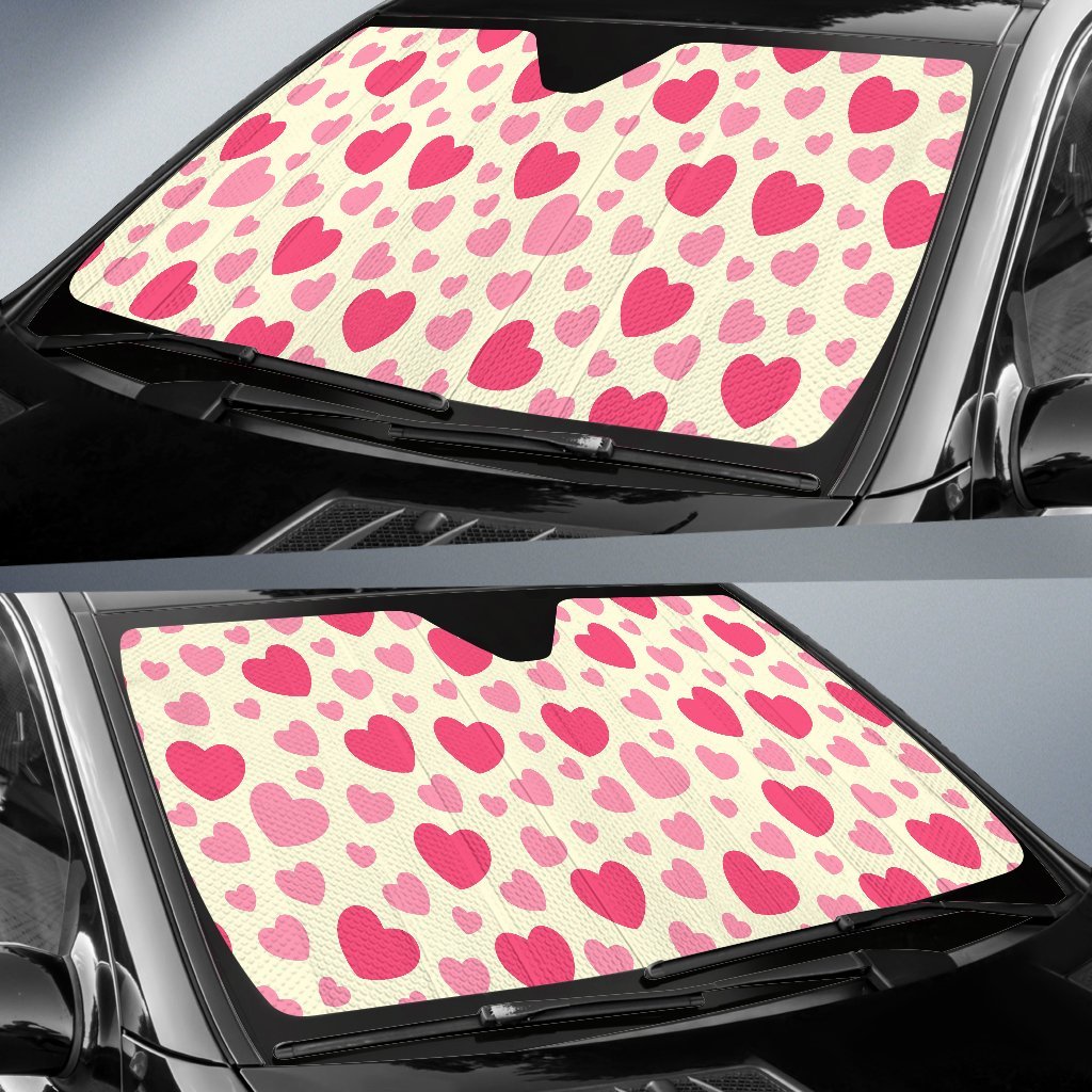 Heart Print Pattern Car Sun Shade-grizzshop