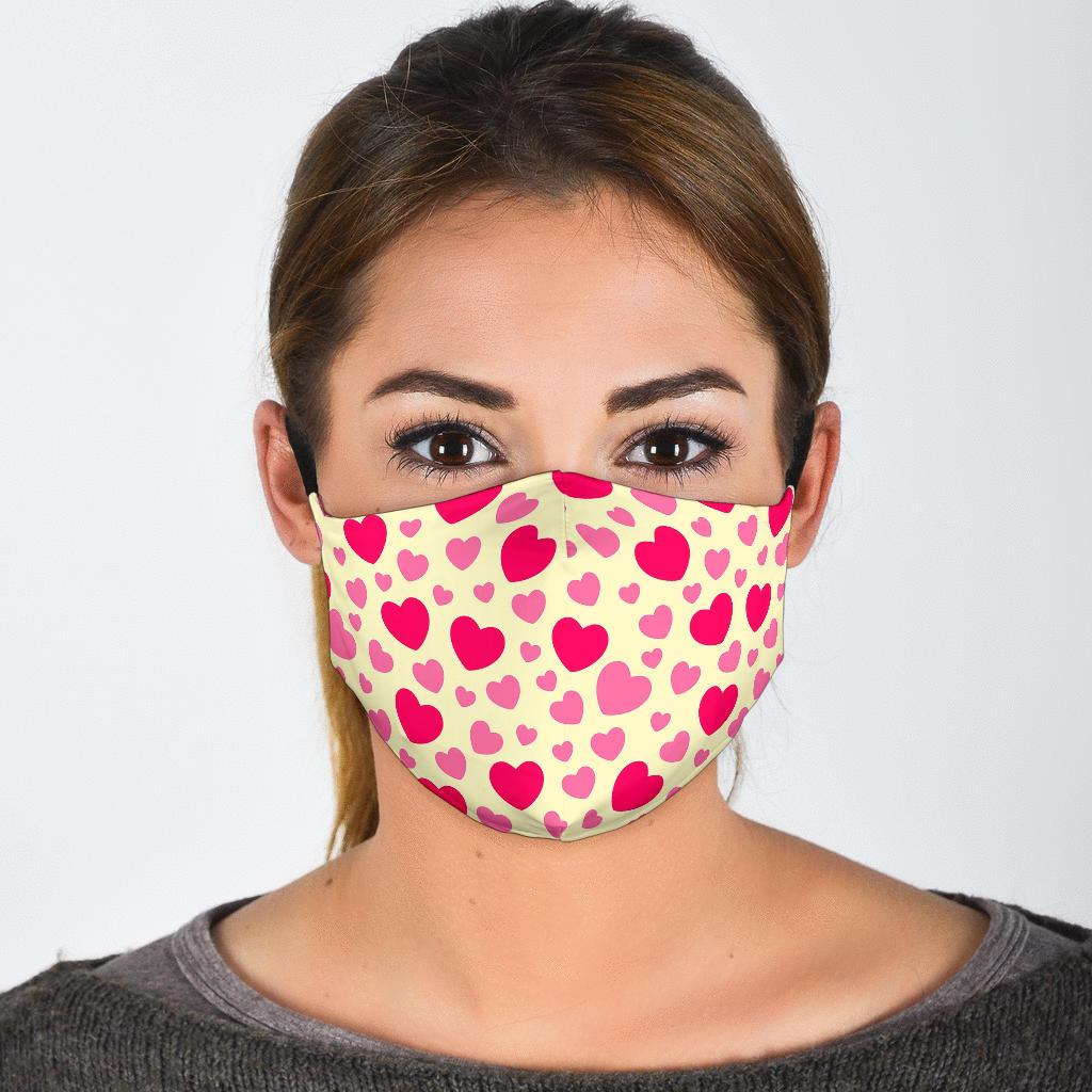 Heart Print Pattern Face Mask-grizzshop