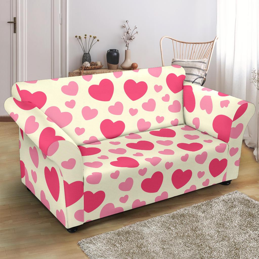 Heart Print Pattern Loveseat Cover-grizzshop