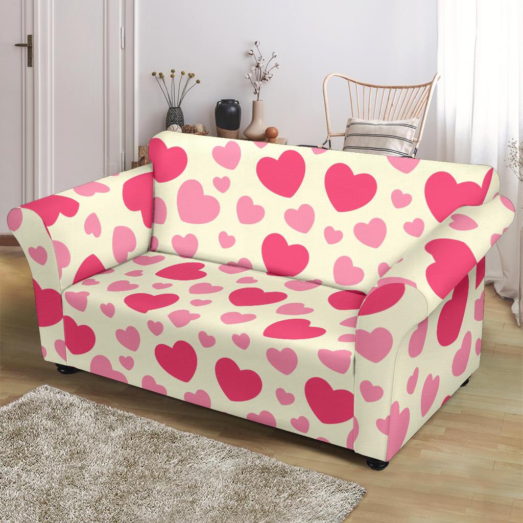 Heart Print Pattern Loveseat Cover-grizzshop