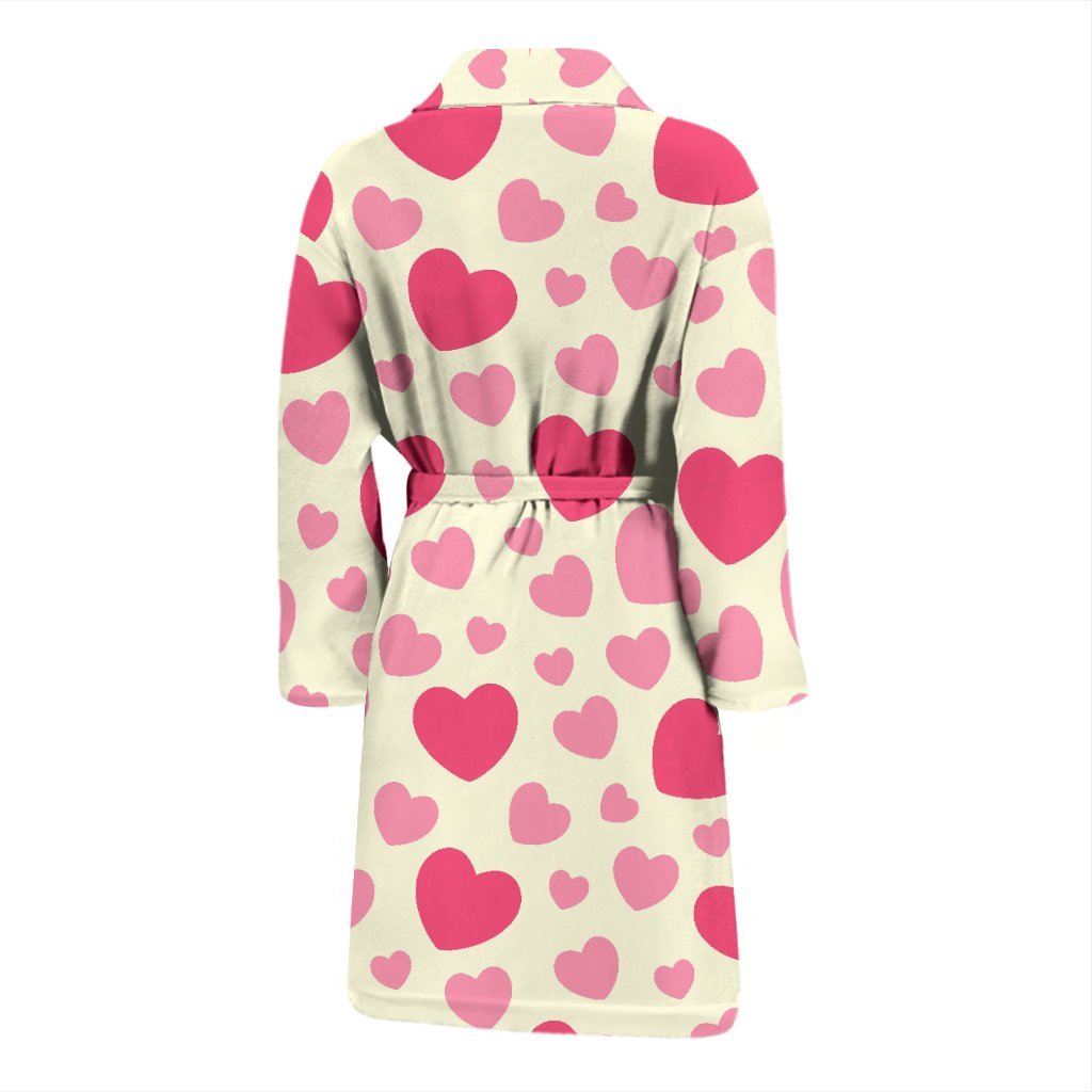 Heart Print Pattern Men Long Robe-grizzshop