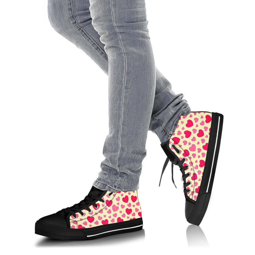 Heart Print Pattern Men Women's High Top Shoes-grizzshop