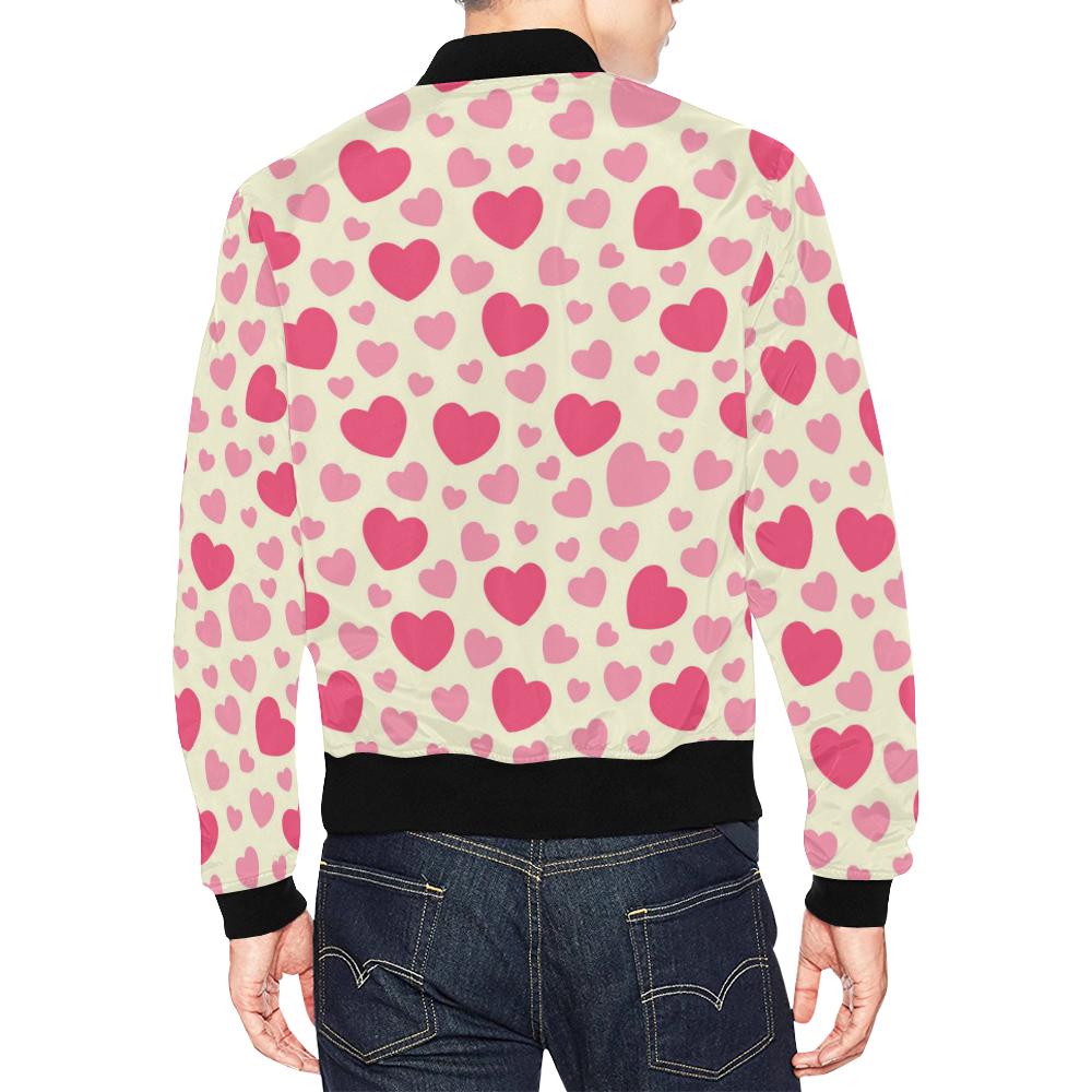 Heart Print Pattern Men's Bomber Jacket-grizzshop