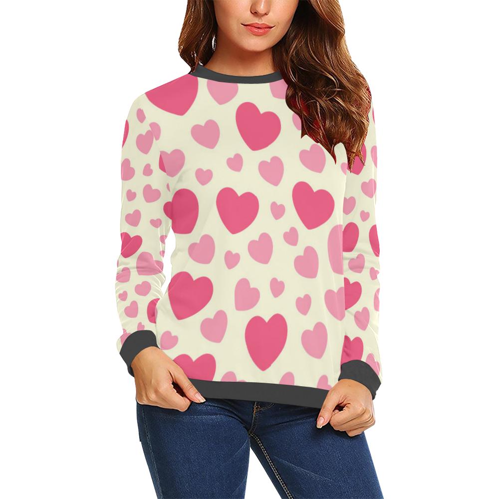 Heart Print Pattern Women's Sweatshirt-grizzshop