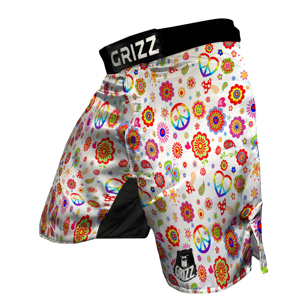 Heart Psychedelic Peace Sign Print Pattern MMA Shorts-grizzshop