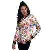 Heart Psychedelic Peace Sign Print Pattern Women's Bomber Jacket-grizzshop