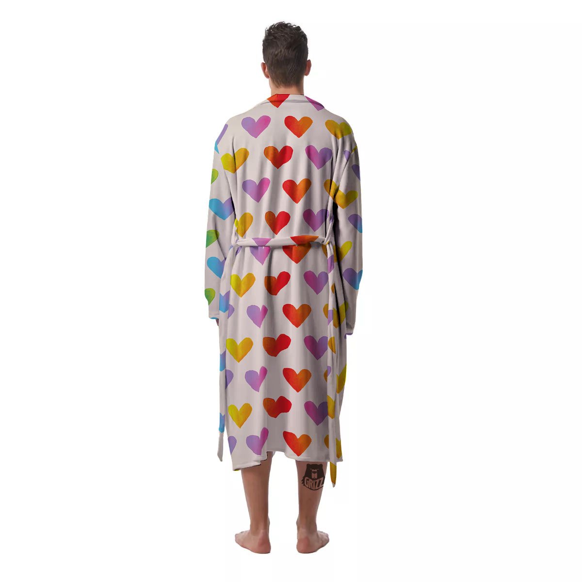 Heart Rainbow Print Pattern Men's Robe-grizzshop