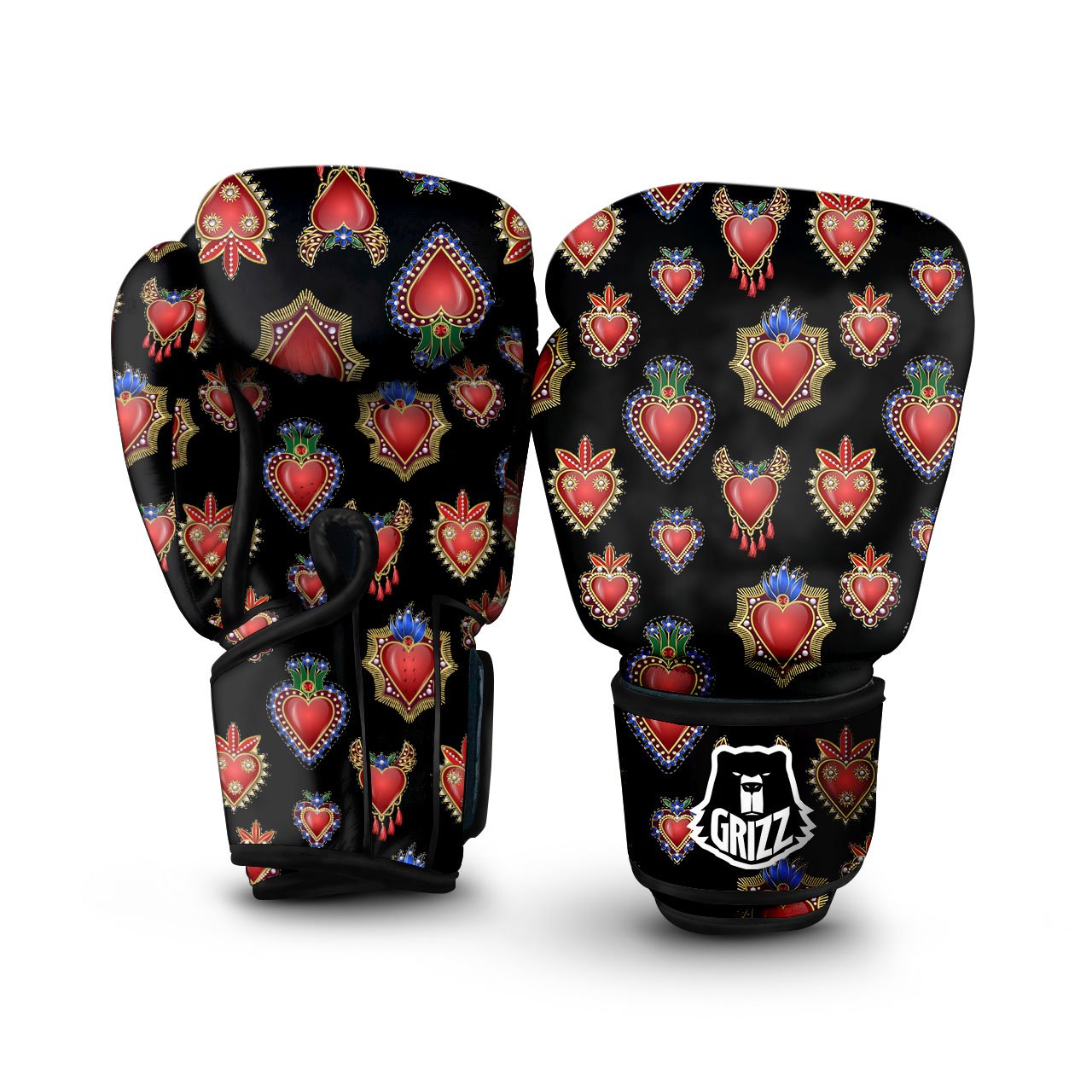 Heart Sacred Print Pattern Boxing Gloves-grizzshop