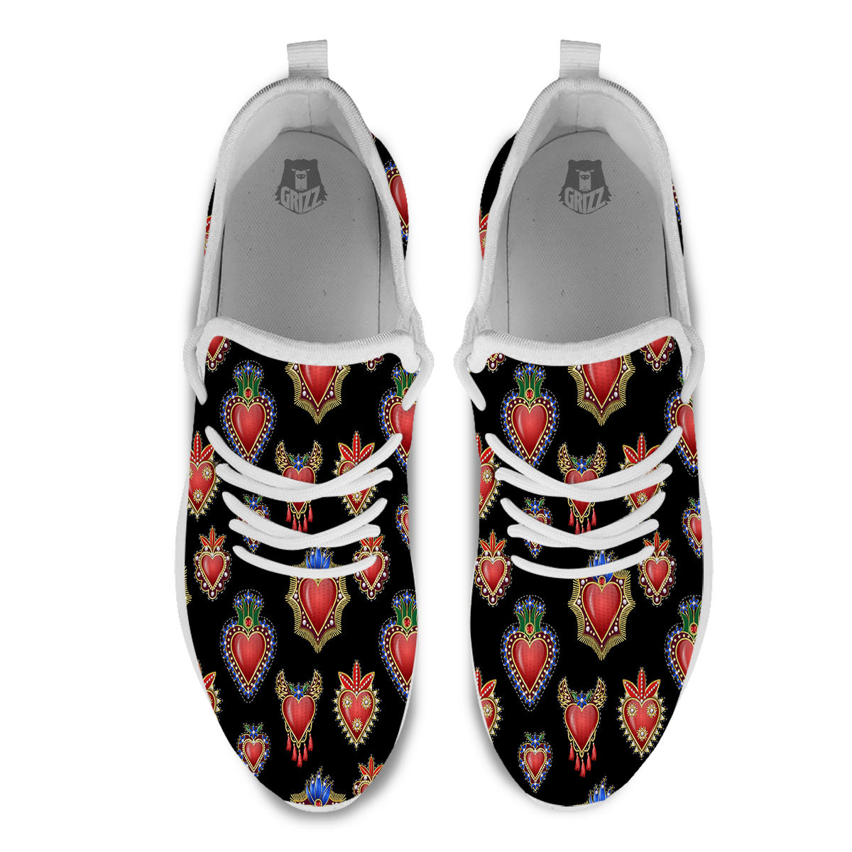 Heart Sacred Print Pattern White Athletic Shoes-grizzshop