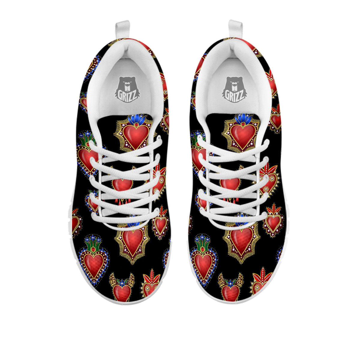 Heart Sacred Print Pattern White Sneaker-grizzshop