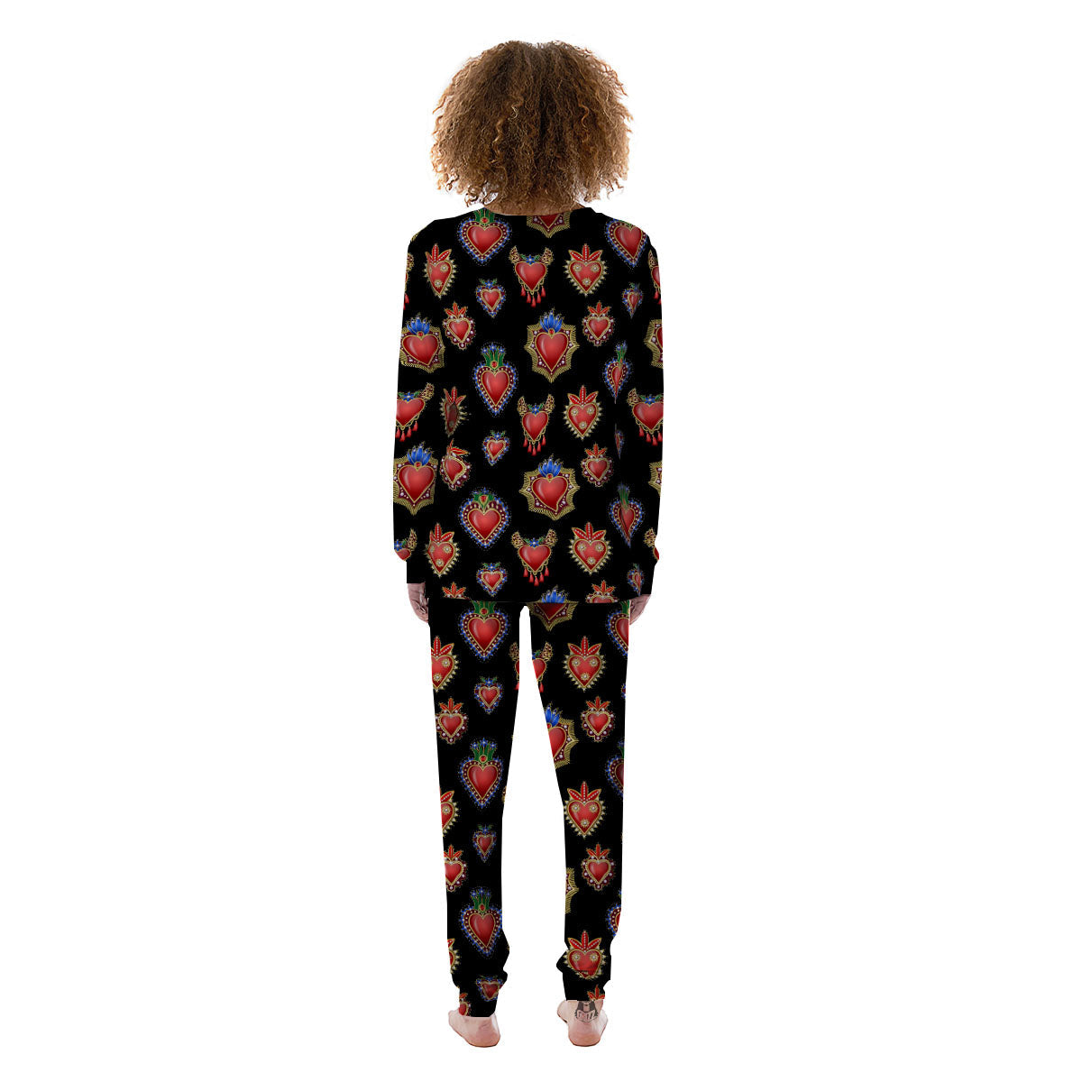 Heart Sacred Print Pattern Women's Pajamas-grizzshop