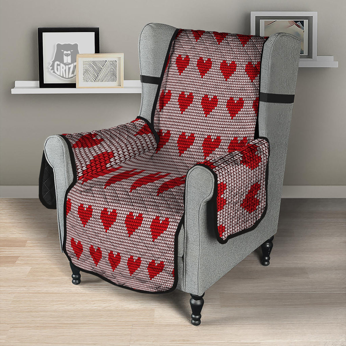 Heart Valentine's Day Print Pattern Armchair Protector-grizzshop