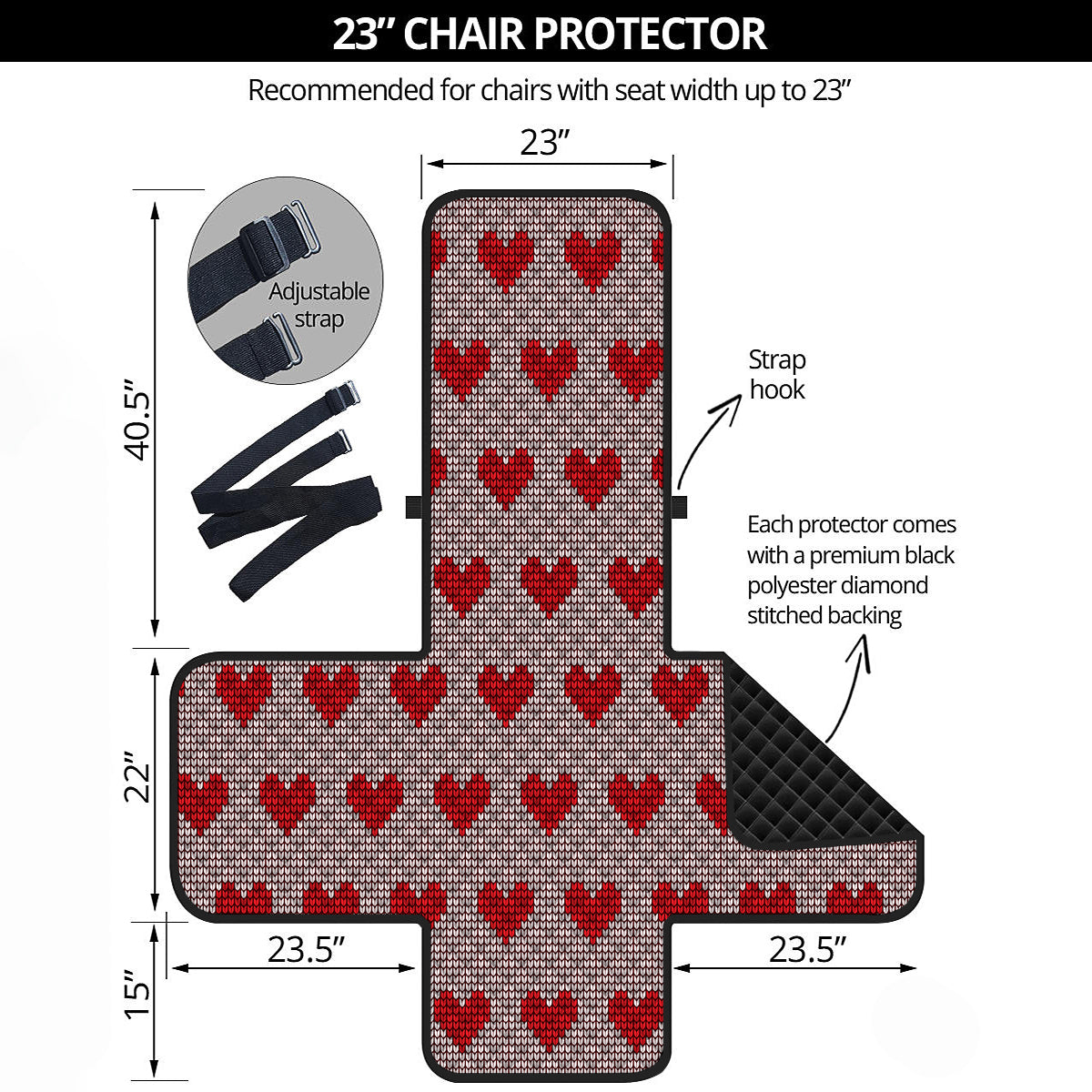 Heart Valentine's Day Print Pattern Armchair Protector-grizzshop