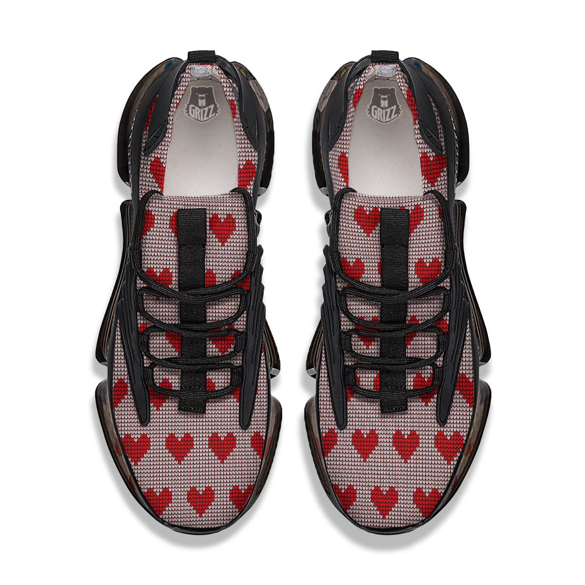 Heart Valentine's Day Print Pattern Black Gym Shoes-grizzshop