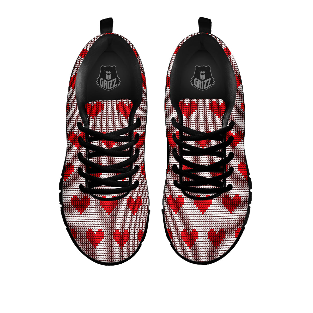 Heart Valentine's Day Print Pattern Black Sneaker-grizzshop