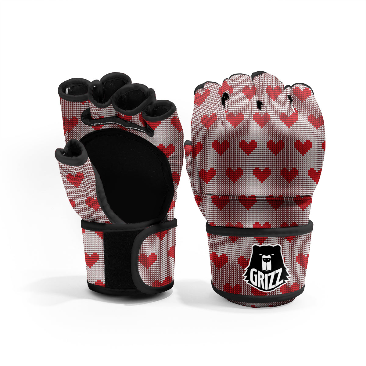 Heart Valentine's Day Print Pattern MMA Gloves-grizzshop