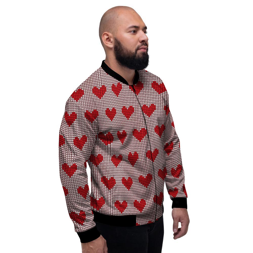 Heart Valentine's Day Print Pattern Men's Bomber Jacket-grizzshop