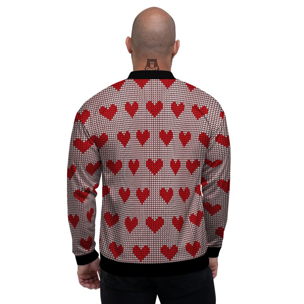 Heart Valentine's Day Print Pattern Men's Bomber Jacket-grizzshop