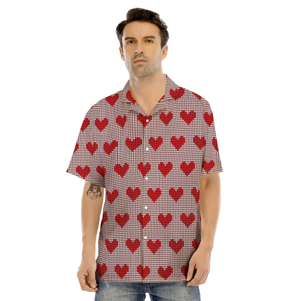 Heart Valentine's Day Print Pattern Men's Hawaiian Shirt-grizzshop