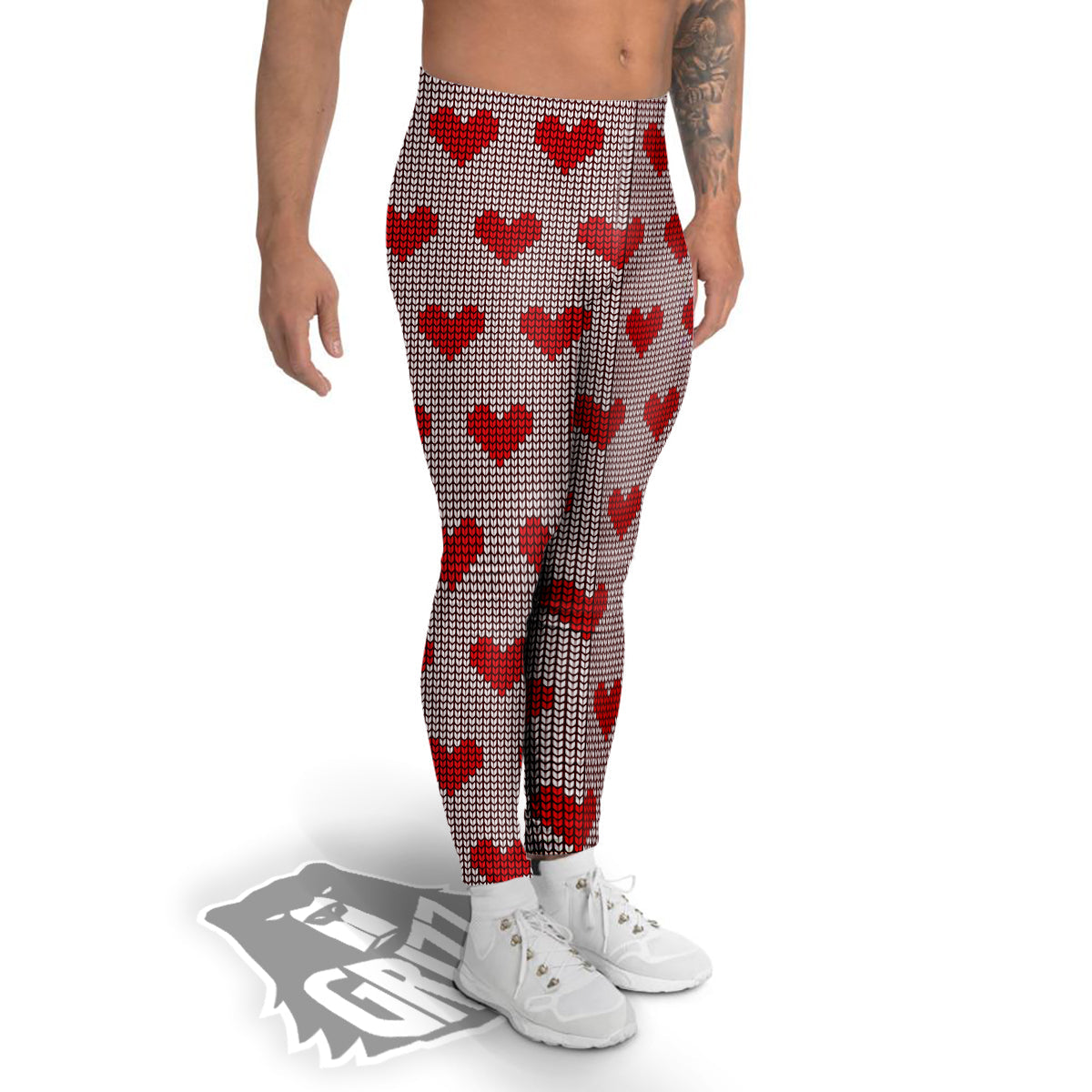 Heart Valentine's Day Print Pattern Men's Leggings-grizzshop