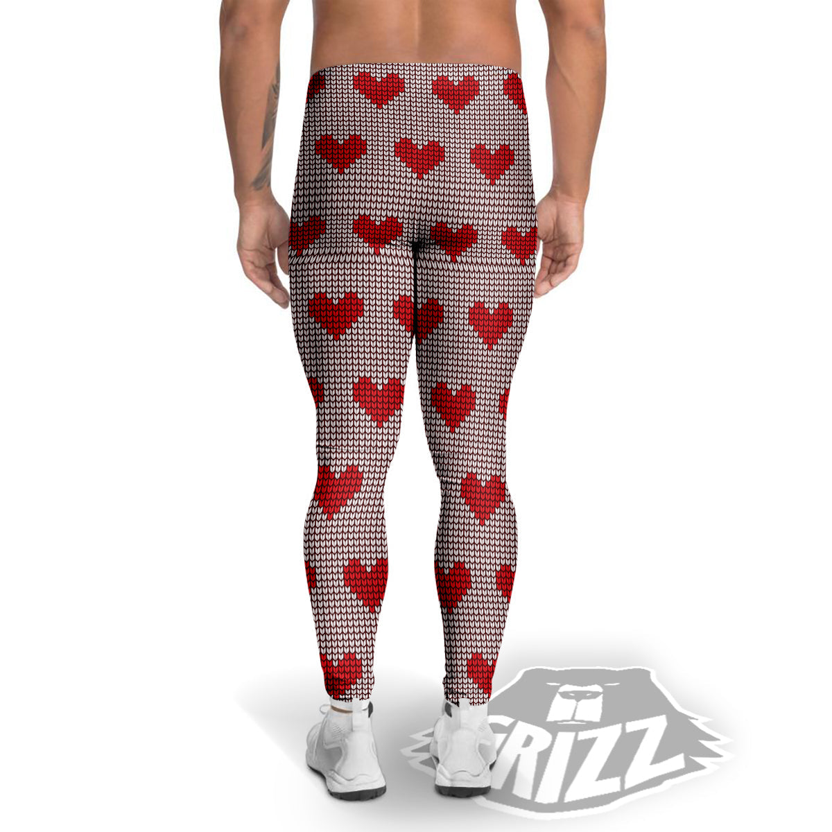 Heart Valentine's Day Print Pattern Men's Leggings-grizzshop