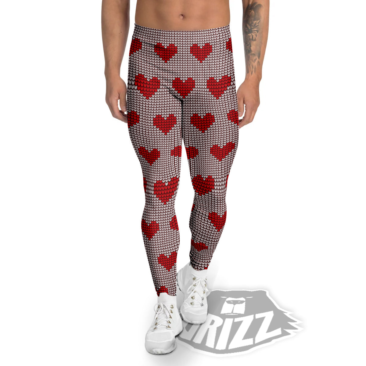 Heart Valentine's Day Print Pattern Men's Leggings-grizzshop