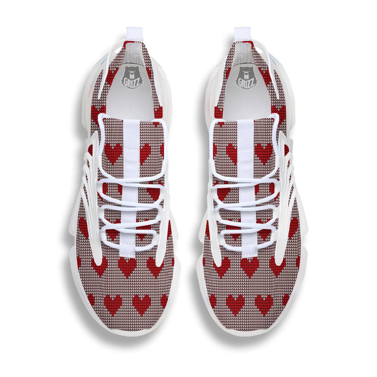 Heart Valentine's Day Print Pattern White Gym Shoes-grizzshop