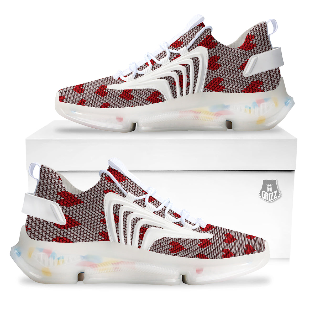 Heart Valentine's Day Print Pattern White Gym Shoes-grizzshop