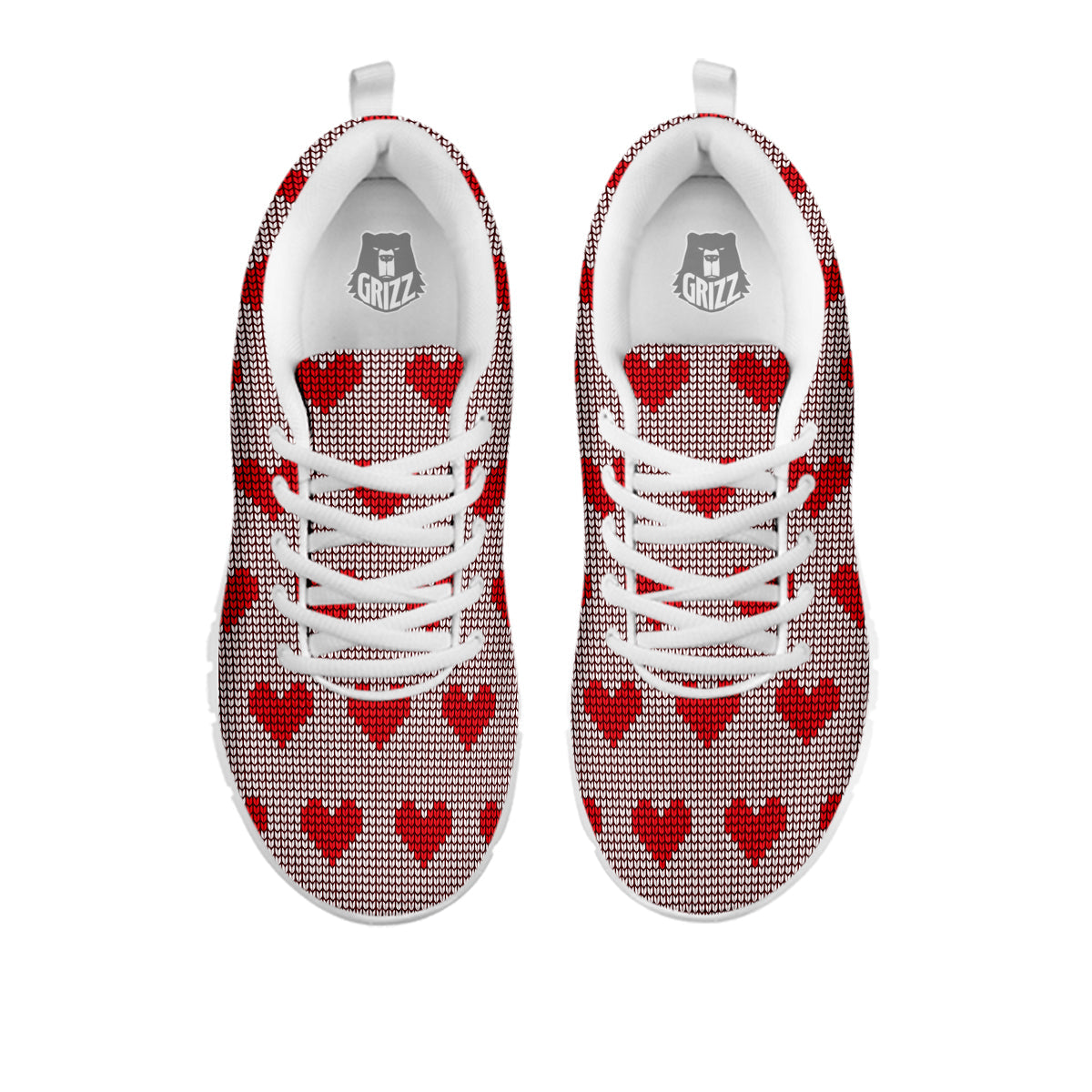 Heart Valentine's Day Print Pattern White Sneaker-grizzshop