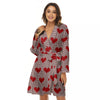 Heart Valentine's Day Print Pattern Women's Robe-grizzshop